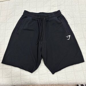 Gymshark Men’s Ark Short Black Size Medium Raw Hem Logo Drawstring Sweatshort